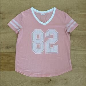 Ardene - Mesh #82 New York Baseball Tee in Pink & White